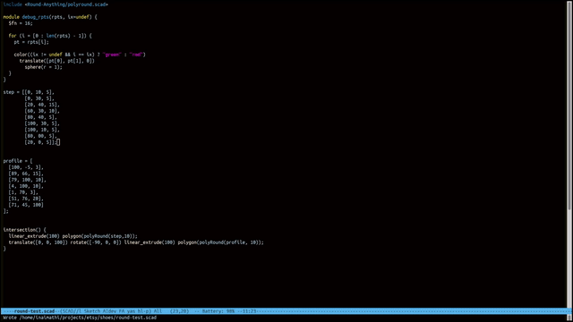 Video demo of <code>scad-sketch</code> editor interaction